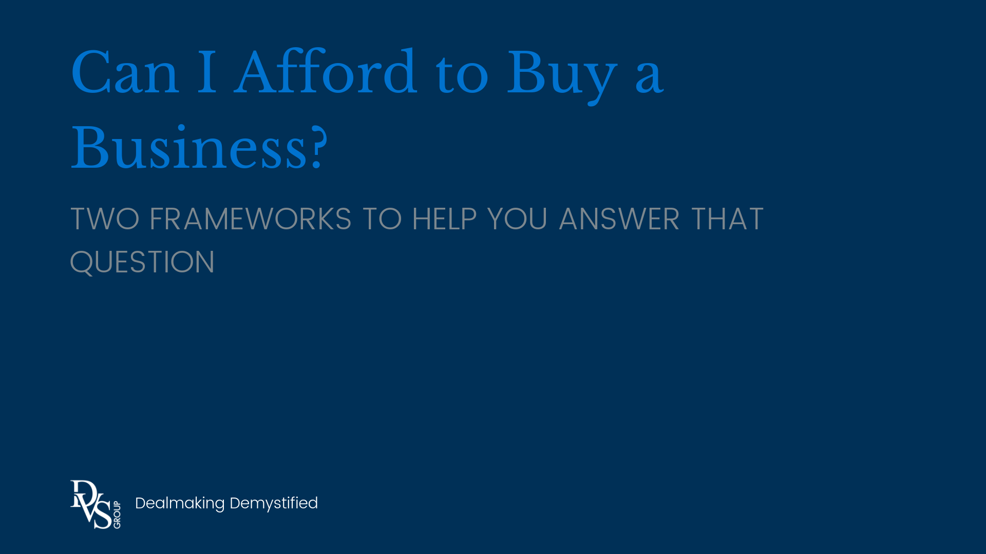 Can I Afford to Buy a Business_
