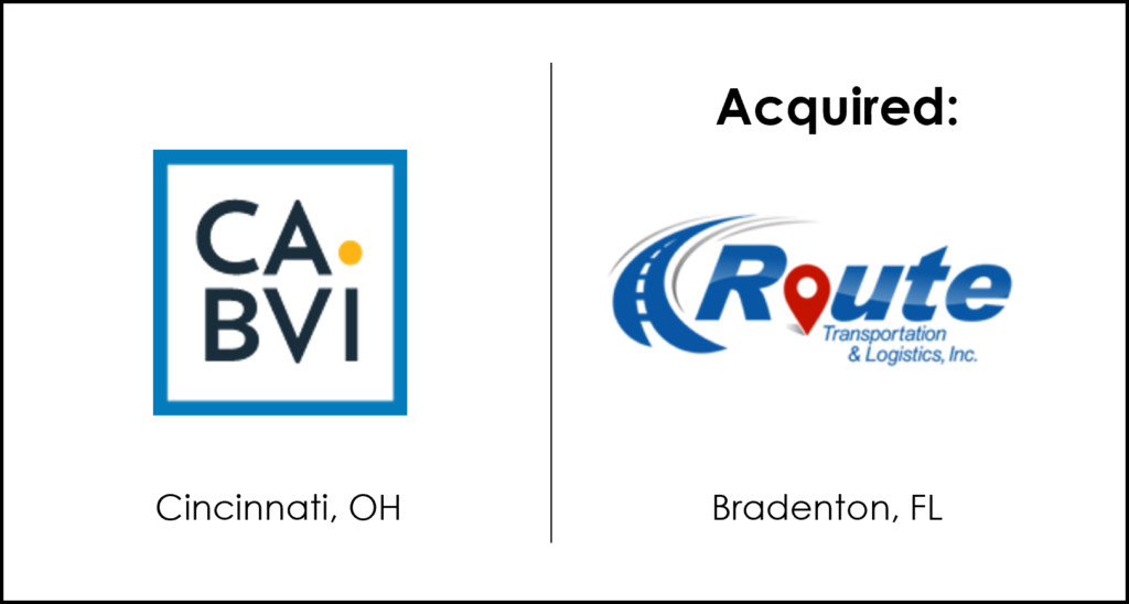 Cincinnati Association for the Blind and Visually Impaired (CABVI) Acquires Route Transportation & Logistics, Inc.